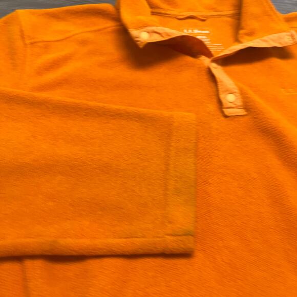 LL Bean Orange Men XL Regular Zipper Pocket Quarter Snap Fleece Polartec Jacket - Picture 9 of 10
